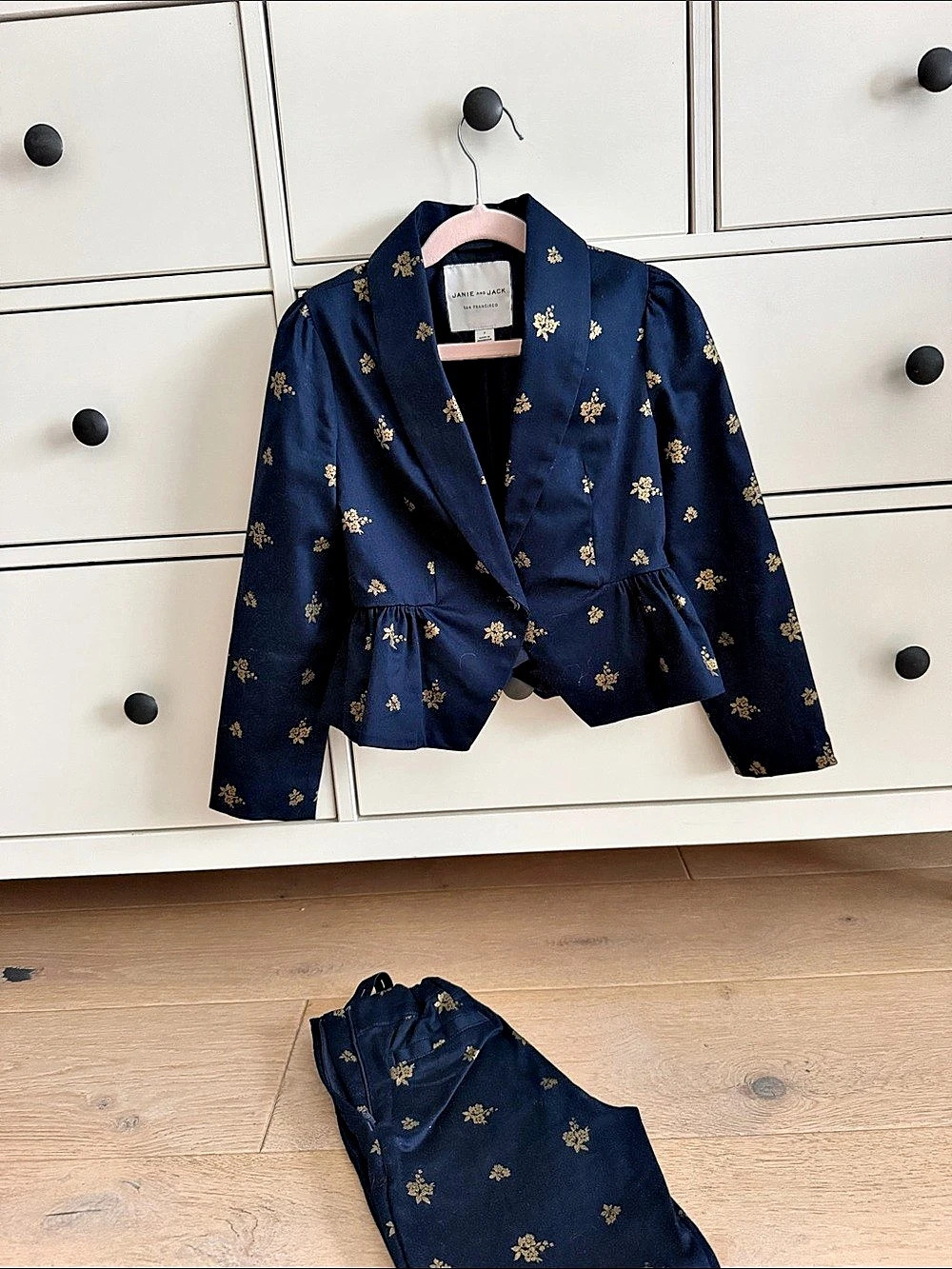 Janie and Jack Floral Jacket & Pants Set Girls Size 7 Like New